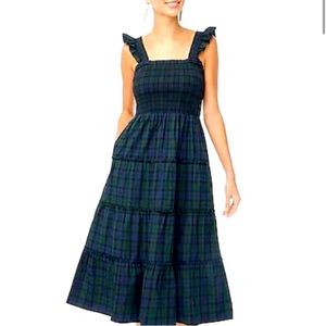 J. Crew Factory plaid smocked midi dress